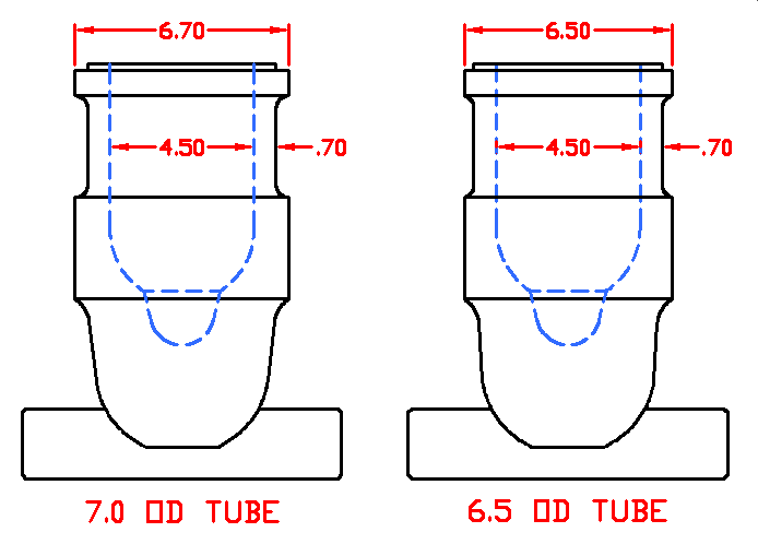 Coehorn Mortar raw material 7.0" dia vs 6.5" dia stock