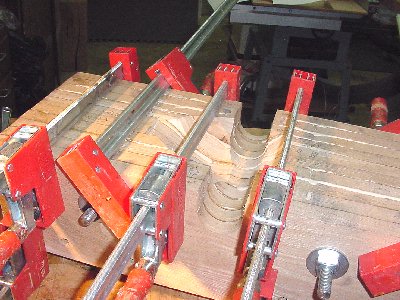 Coehorn Mortar bed boards clamped and drying